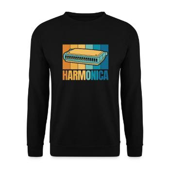 Retro Harmonica Harmonicist Mouth Harp Harmonist - Unisex Sweatshirt - black - Front - Alina (178cm) & Michal (187cm)