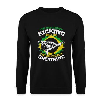 Le jour où j’arrête de donner des coups de pied à la danse Ginga Capoeirista - Sweat-shirt Unisexe - noir - Devant - Alina (178cm) & Michal (187cm)