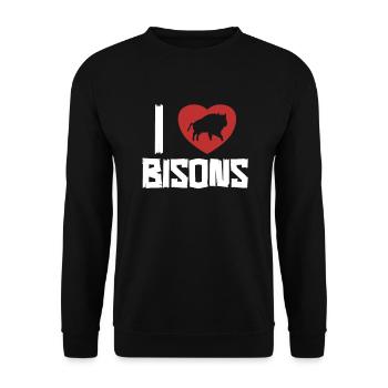 J’aime Bisons Buffalo American Bison Bovinae - Sweat-shirt Unisexe - noir - Devant - Alina (178cm) & Michal (187cm)