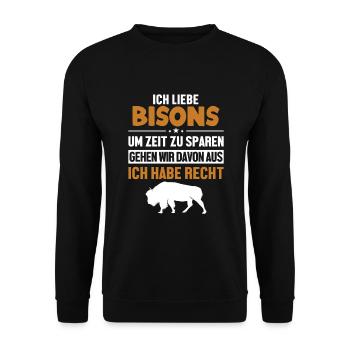 Bison hat immer Recht Buffalo Bovinae Américain - Sweat-shirt Unisexe - noir - Devant - Alina (178cm) & Michal (187cm)