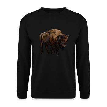 Bison d’Amérique de buffle Bovinae Lover Bison - Sweat-shirt Unisexe - noir - Devant - Alina (178cm) & Michal (187cm)