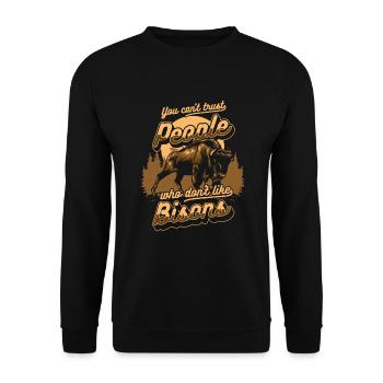 Ich kann Leuten nicht trauen, die Buffalo Bovinae nicht mögen - Unisex Pullover - Schwarz - Vorne - Alina (178cm) & Michal (187cm)