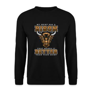 Mieux que vos vêtements Buffalo Bovinae Lover - Sweat-shirt Unisexe - noir - Devant - Alina (178cm) & Michal (187cm)