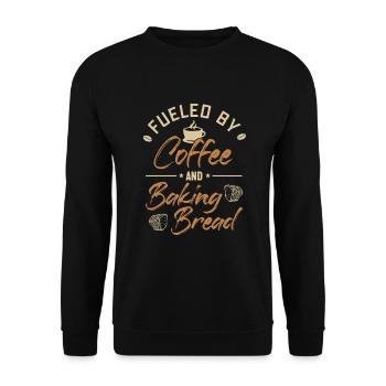 Angetrieben von Kaffee und Brotbacken Brotteig - Unisex Pullover - Schwarz - Vorne - Alina (178cm) & Michal (187cm)