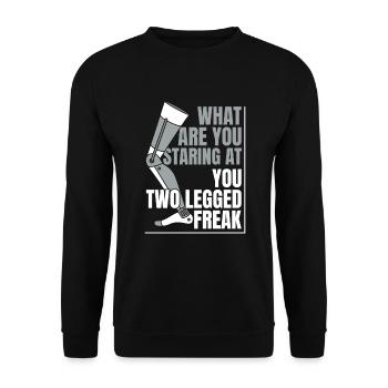 Two Legged Freak Artificial Legs User Leg - Unisex Sweatshirt - black - Front - Alina (178cm) & Michal (187cm)