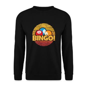 Retro Professional Caller Daubers Bingo Lover - Unisex Pullover - Schwarz - Vorne - Alina (178cm) & Michal (187cm)