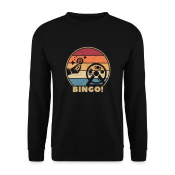Retro Caller Daubers Professional Bingo Lover - Unisex Sweatshirt - black - Front - Alina (178cm) & Michal (187cm)