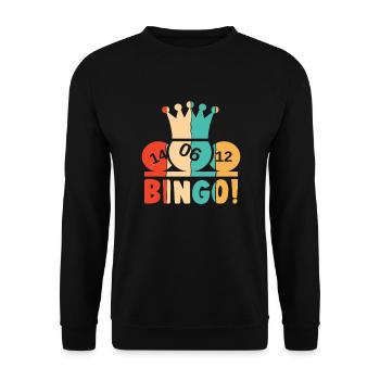 Retro Daubers Professioneller Anrufer Bingo Liebhaber - Unisex Pullover - Schwarz - Vorne - Alina (178cm) & Michal (187cm)
