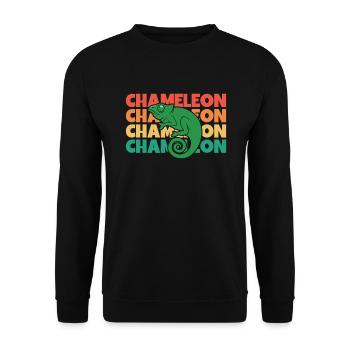 Chameleon Rétro Texte Panthère Voilée - Sweat-shirt Unisexe - noir - Devant - Alina (178cm) & Michal (187cm)