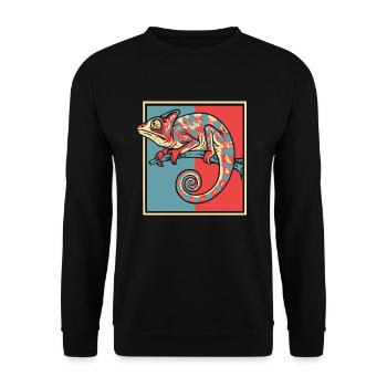 Portrait caméléon panthère voilée Chamaeleonidae - Sweat-shirt Unisexe - noir - Devant - Alina (178cm) & Michal (187cm)