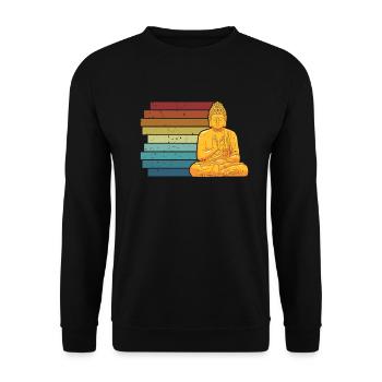 Retro Buddhist Statue Symbol Priest Buddhism - Unisex Sweatshirt - black - Front - Alina (178cm) & Michal (187cm)