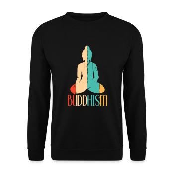 Retro Buddhist Statue Symbol Priest Buddhism - Unisex Sweatshirt - black - Front - Alina (178cm) & Michal (187cm)