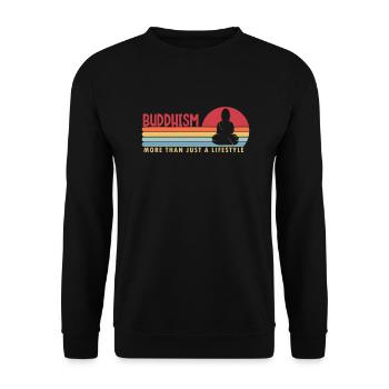 Le bouddhisme plus qu’un symbole bouddhiste de style de vie - Sweat-shirt Unisexe - noir - Devant - Alina (178cm) & Michal (187cm)