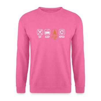 Essen Schlaf Scheiße loslassen Wiederholen Buddhistische Statue - Unisex Pullover - Pink - Vorne