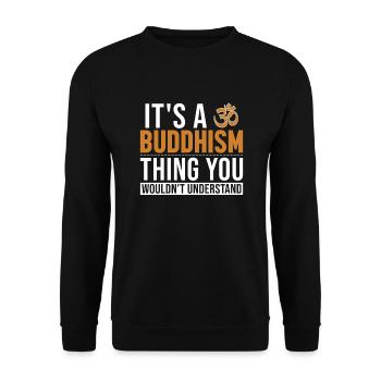 Es ist ein buddhistisches Statuensymbol aus dem Buddhismus - Unisex Pullover - Schwarz - Vorne - Alina (178cm) & Michal (187cm)