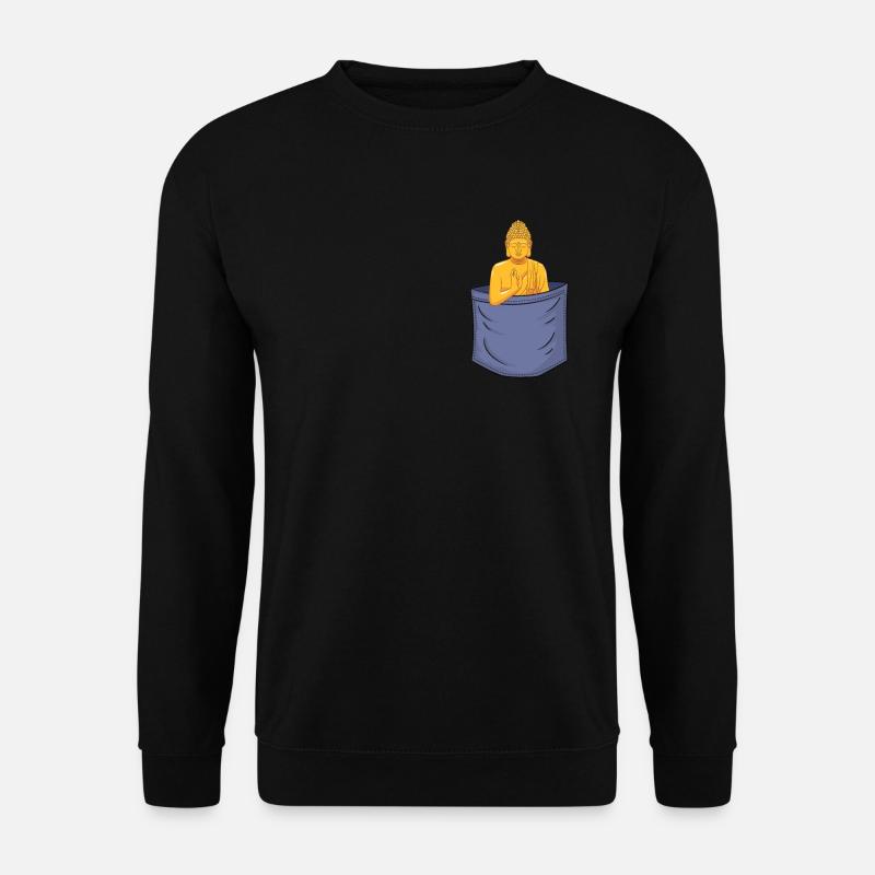 Buddhismus Brusttasche Buddhistische Symbolstatue - Unisex Pullover - Schwarz