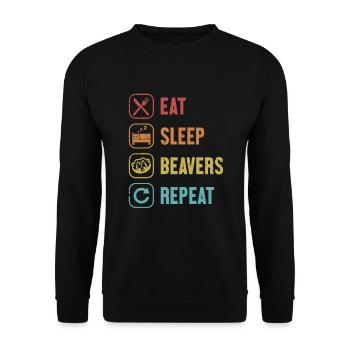 Eat Sleep Beavers Repeat Eurasian Castor - Unisex Sweatshirt - black - Front - Alina (178cm) & Michal (187cm)