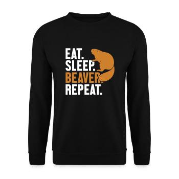 Eat Sleep Beaver Repeat North American Eurasian - Unisex Sweatshirt - black - Front - Alina (178cm) & Michal (187cm)