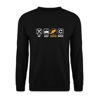 Essen Schlaf Biber Wiederholen Castor Canadensis - Unisex Pullover - Schwarz - Vorne - Alina (178cm) & Michal (187cm)