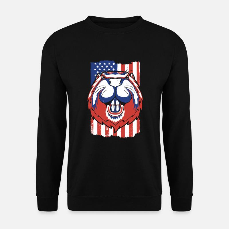 Beaver American Flag Eurasian Castor Canadensis - Unisex Sweatshirt - black