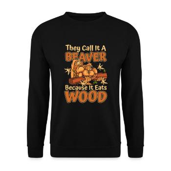 Ils l’appellent un castor parce qu’il mange du bois - Sweat-shirt Unisexe - noir - Devant - Alina (178cm) & Michal (187cm)