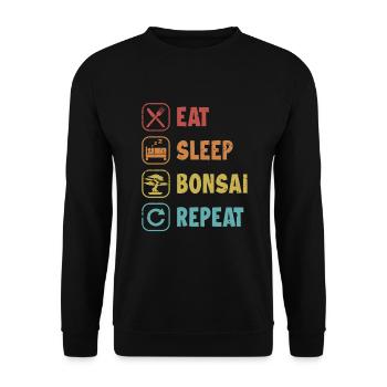 Eat Sleep Bonsai Repeat Bonsai Pots Penjing Bonsai - Unisex Sweatshirt - black - Front - Alina (178cm) & Michal (187cm)