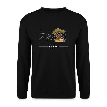 Michelangelo Kreation von Adam Bonsai Bonsai Schalen - Unisex Pullover - Schwarz - Vorne - Alina (178cm) & Michal (187cm)