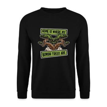 Zuhause ist, wo meine Bonsai Bäume sind Penjing Bonsai - Unisex Pullover - Schwarz - Vorne - Alina (178cm) & Michal (187cm)