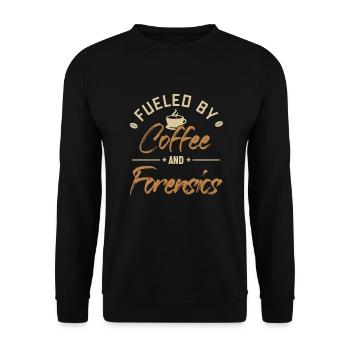 Fueled by Coffee and Forensics Science Forensic - Unisex Sweatshirt - black - Front - Alina (178cm) & Michal (187cm)