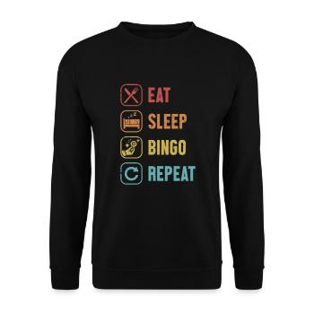 Eat Sleep Bingo Repeat Daubers Professional - Unisex Sweatshirt - black - Front - Alina (178cm) & Michal (187cm)