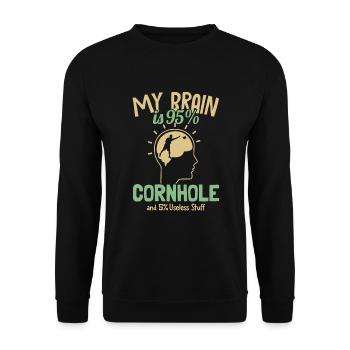 My Brain is 95% Cornhole Boards Bean Bag Game - Unisex Sweatshirt - black - Front - Alina (178cm) & Michal (187cm)