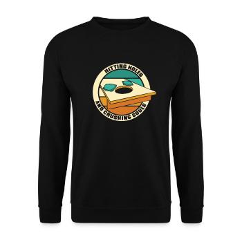 Löcher treffen und Seelenbretter zerquetschen Sitzsack - Unisex Pullover - Schwarz - Vorne - Alina (178cm) & Michal (187cm)