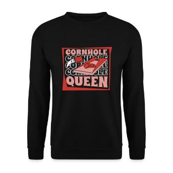 Cornhole Queen Spielbretter Sitzsack Profi - Unisex Pullover - Schwarz - Vorne - Alina (178cm) & Michal (187cm)