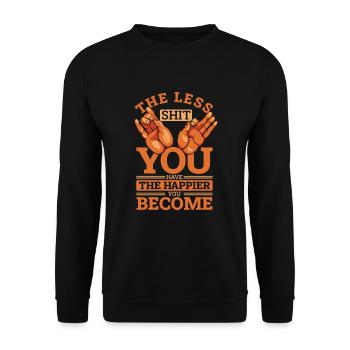 Je weniger Scheiße Sie haben Buddhistisches Symbol Statue - Unisex Pullover - Schwarz - Vorne - Alina (178cm) & Michal (187cm)