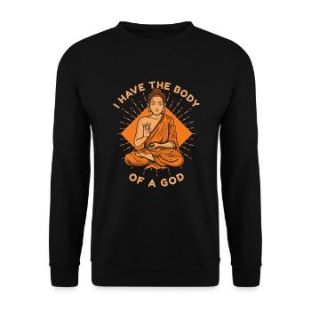 I Have The Body Of A God Buddhist Symbol Statue - Unisex Sweatshirt - black - Front - Alina (178cm) & Michal (187cm)