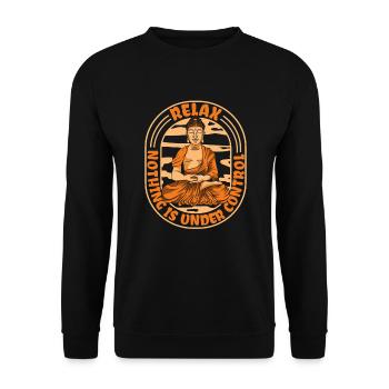 Relax Nothing Is Under Control Buddhist Statue - Unisex Sweatshirt - black - Front - Alina (178cm) & Michal (187cm)