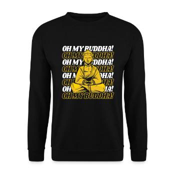 Oh My Buddha Buddhist Statue Symbol Priest - Unisex Sweatshirt - black - Front - Alina (178cm) & Michal (187cm)