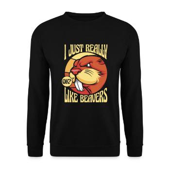 J’aime vraiment les castors d’Amérique du Nord - Sweat-shirt Unisexe - noir - Devant - Alina (178cm) & Michal (187cm)