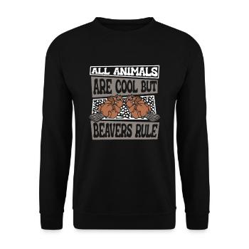 Tous les animaux sont cool, mais les castors règnent sur l’Eurasie - Sweat-shirt Unisexe - noir - Devant - Alina (178cm) & Michal (187cm)