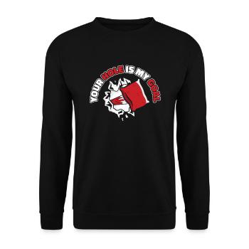 Dein Loch ist mein Ziel Spielbretter Sitzsack Cornhole - Unisex Pullover - Schwarz - Vorne - Alina (178cm) & Michal (187cm)