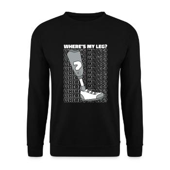 Wo ist meine Beinprothese, Gliedmaßenbenutzer, Beinprothese? - Unisex Pullover - Schwarz - Vorne - Alina (178cm) & Michal (187cm)