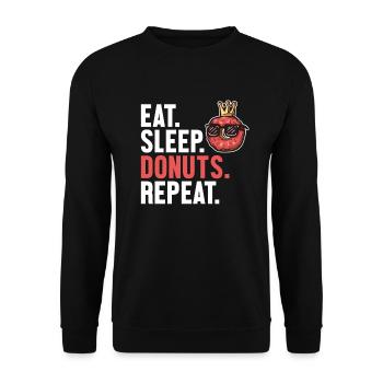 Eat Sleep Donuts Repeat Donuts Maker glasiert - Unisex Pullover - Schwarz - Vorne - Alina (178cm) & Michal (187cm)
