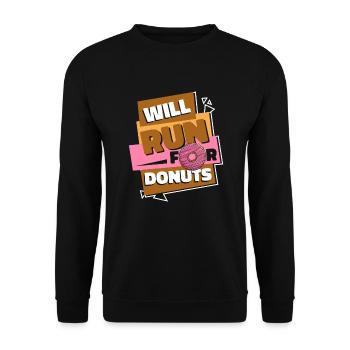 Will Run For Donuts Doughnut Maker Glazed Lover - Unisex Sweatshirt - black - Front - Alina (178cm) & Michal (187cm)