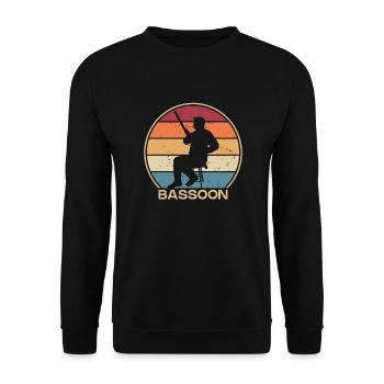 Retro Fagott Instrument Aerophone Music Player - Unisex Pullover - Schwarz - Vorne - Alina (178cm) & Michal (187cm)