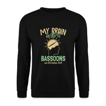 My Brain is 95% Fagotte Fagott Instrument Musik - Unisex Pullover - Schwarz - Vorne - Alina (178cm) & Michal (187cm)