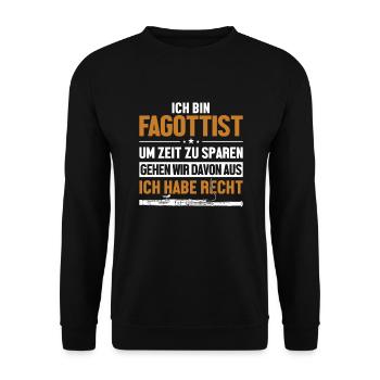 Fagottist hat immer Recht Aerophone Music - Unisex Pullover - Schwarz - Vorne - Alina (178cm) & Michal (187cm)