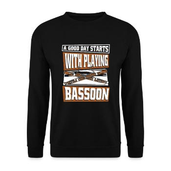 Ein guter Tag beginnt mit dem Spielen von Aerophone-Musik - Unisex Pullover - Schwarz - Vorne - Alina (178cm) & Michal (187cm)