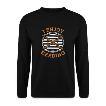 Ich genieße das Reeding Aerophone Fagott Instrument - Unisex Pullover - Schwarz - Vorne - Alina (178cm) & Michal (187cm)