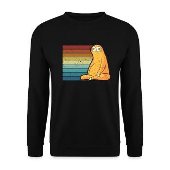 Retro Folivora Brown-Throated Pilosa Lover Sloth - Unisex Sweatshirt - black - Front - Alina (178cm) & Michal (187cm)