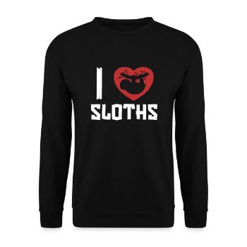 Ich liebe Faultiere Braunkehl Pilosa Folivora - Unisex Pullover - Schwarz - Vorne - Alina (178cm) & Michal (187cm)